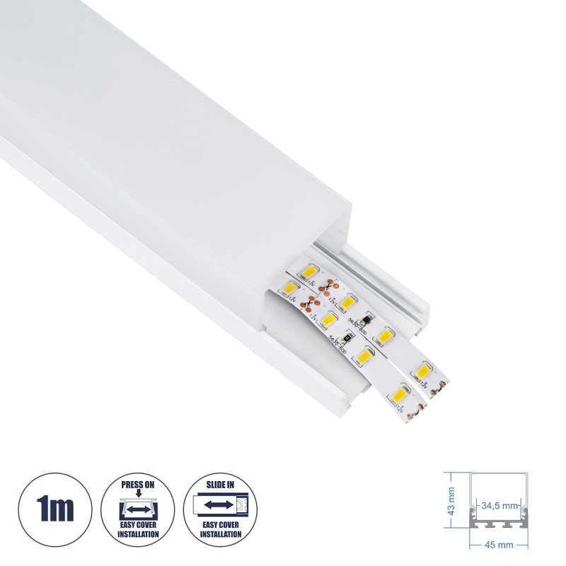 GloboStar® SURFACEPENDANT-PROFILE 70865-1M Προφίλ Αλουμινίου - Βάση & Ψύκτρα Ταινίας LED με Λευκό Γαλακτερό Κάλυμμα - Επιφανειακή & Κρεμαστή Χρήση - Πατητό Κάλυμμα - Λευκό - 1 Μέτρο - Μ100 x Π4.5 x Υ4.2cm GloboStar® SURFACEPENDANT-PROFILE 70865-1M Προφίλ Αλουμινίου - Βάση & Ψύκτρα Ταινίας LED με Λευκό Γαλακτερό Κάλυμμα - Επιφανειακή & Κρεμαστή Χρήση - Πατητό Κάλυμμα - Λευκό - 1 Μέτρο - Μ100 x Π4.5 x Υ4.2cm