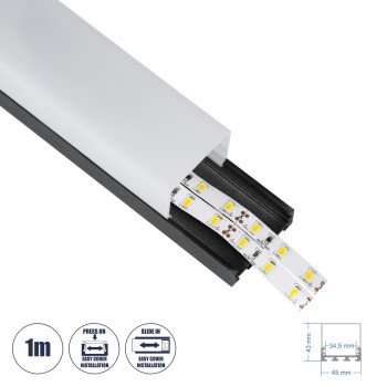 GloboStar® SURFACEPENDANT-PROFILE 70866-1M Προφίλ Αλουμινίου - Βάση & Ψύκτρα Ταινίας LED με Λευκό Γαλακτερό Κάλυμμα - Επιφανειακή & Κρεμαστή Χρήση - Πατητό Κάλυμμα - Μαύρο - 1 Μέτρο - Μ100 x Π4.5 x Υ4.2cm GloboStar® SURFACEPENDANT-PROFILE 70866-1M Προφίλ Αλουμινίου - Βάση & Ψύκτρα Ταινίας LED με Λευκό Γαλακτερό Κάλυμμα - Επιφανειακή & Κρεμαστή Χρήση - Πατητό Κάλυμμα - Μαύρο - 1 Μέτρο - Μ100 x Π4.5 x Υ4.2cm