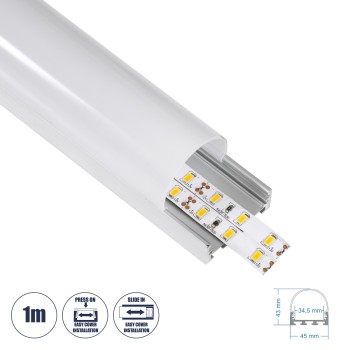 GloboStar® SURFACEPENDANT-PROFILE 70870-1M Προφίλ Αλουμινίου - Βάση & Ψύκτρα Ταινίας LED με Λευκό Γαλακτερό Κάλυμμα - Επιφανειακή & Κρεμαστή Χρήση - Πατητό Κάλυμμα - Ασημί - 1 Μέτρα - Μ100 x Π4.5 x Υ4.2cm GloboStar® SURFACEPENDANT-PROFILE 70870-1M Προφίλ Αλουμινίου - Βάση & Ψύκτρα Ταινίας LED με Λευκό Γαλακτερό Κάλυμμα - Επιφανειακή & Κρεμαστή Χρήση - Πατητό Κάλυμμα - Ασημί - 1 Μέτρα - Μ100 x Π4.5 x Υ4.2cm