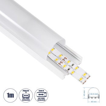 GloboStar® SURFACEPENDANT-PROFILE 70871-1M Προφίλ Αλουμινίου - Βάση & Ψύκτρα Ταινίας LED με Λευκό Γαλακτερό Κάλυμμα - Επιφανειακή & Κρεμαστή Χρήση - Πατητό Κάλυμμα - Λευκό - 1 Μέτρα - Μ100 x Π4.5 x Υ4.2cm GloboStar® SURFACEPENDANT-PROFILE 70871-1M Προφίλ Αλουμινίου - Βάση & Ψύκτρα Ταινίας LED με Λευκό Γαλακτερό Κάλυμμα - Επιφανειακή & Κρεμαστή Χρήση - Πατητό Κάλυμμα - Λευκό - 1 Μέτρα - Μ100 x Π4.5 x Υ4.2cm