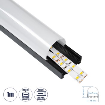GloboStar® SURFACEPENDANT-PROFILE 70872-1M Προφίλ Αλουμινίου - Βάση & Ψύκτρα Ταινίας LED με Λευκό Γαλακτερό Κάλυμμα - Επιφανειακή & Κρεμαστή Χρήση - Πατητό Κάλυμμα - Μαύρο - 1 Μέτρα - Μ100 x Π4.5 x Υ4.2cm GloboStar® SURFACEPENDANT-PROFILE 70872-1M Προφίλ Αλουμινίου - Βάση & Ψύκτρα Ταινίας LED με Λευκό Γαλακτερό Κάλυμμα - Επιφανειακή & Κρεμαστή Χρήση - Πατητό Κάλυμμα - Μαύρο - 1 Μέτρα - Μ100 x Π4.5 x Υ4.2cm