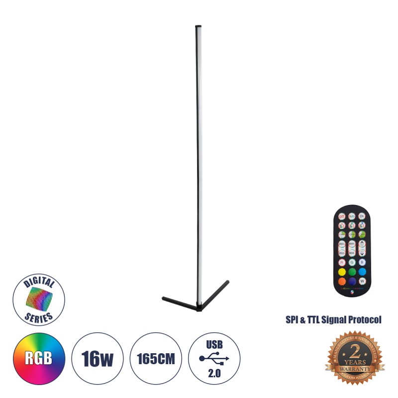 GLOBOSTAR® DIGICOLUMN 90763 Μοντέρνο Επιδαπέδιο Γραμμικό Ψηφιακό Φωτιστικό Digital Pixel Symphony Bar με RF Ασύρματο Χειριστήριο LED 16W 1280lm 180° DC 5V με USB 2.0 IP20 Πολύχρωμο RGB Dimmable - Μαύρο - Φ3 x Υ165cm - 2 Χρόνια Εγγύηση GLOBOSTAR® DIGICOLUMN 90763 Μοντέρνο Επιδαπέδιο Γραμμικό Ψηφιακό Φωτιστικό Digital Pixel Symphony Bar με RF Ασύρματο Χειριστήριο LED 16W 1280lm 180° DC 5V με USB 2.0 IP20 Πολύχρωμο RGB Dimmable - Μαύρο - Φ3 x Υ165cm - 2 Χρόνια Εγγύηση