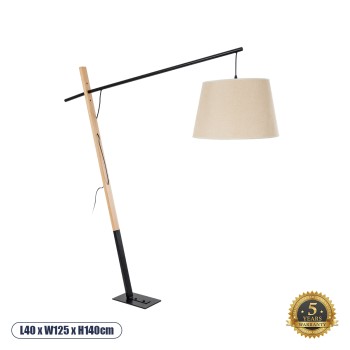 GloboStar® KELSIE 02030 Μοντέρνο Επιδαπέδιο Φωτιστικό Μονόφωτο 1 x E27 IP20 Μαύρο Μέταλλο, Μπεζ Ύφασμα με Μπεζ Ξύλο - Μ40 x Π125 x Υ140cm GloboStar® KELSIE 02030 Μοντέρνο Επιδαπέδιο Φωτιστικό Μονόφωτο 1 x E27 IP20 Μαύρο Μέταλλο, Μπεζ Ύφασμα με Μπεζ Ξύλο - Μ40 x Π125 x Υ140cm