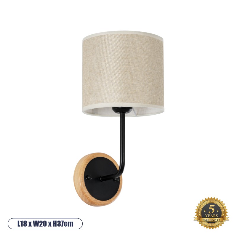GLOBOSTAR® MANU 02043 Μοντέρνο Φωτιστικό Τοίχου - Απλίκα με Ντουί 1 x E27 AC 220-240V IP20 - Μαύρο & Μπεζ - Μ18 x Π20 x Υ37cm GLOBOSTAR® MANU 02043 Μοντέρνο Φωτιστικό Τοίχου - Απλίκα με Ντουί 1 x E27 AC 220-240V IP20 - Μαύρο & Μπεζ - Μ18 x Π20 x Υ37cm