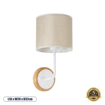 GLOBOSTAR® MANU 02044 Μοντέρνο Φωτιστικό Τοίχου - Απλίκα με Ντουί 1 x E27 AC 220-240V IP20 - Λευκό & Μπεζ - Μ18 x Π20 x Υ37cm GLOBOSTAR® MANU 02044 Μοντέρνο Φωτιστικό Τοίχου - Απλίκα με Ντουί 1 x E27 AC 220-240V IP20 - Λευκό & Μπεζ - Μ18 x Π20 x Υ37cm