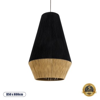 GLOBOSTAR® SALERNO 02080 Boho Κρεμαστό Φωτιστικό Οροφής με Ντουί 1 x E27 AC 220-240V IP20 - Μαύρο & Μπεζ - Μ50 x Π50 x Υ80cm GLOBOSTAR® SALERNO 02080 Boho Κρεμαστό Φωτιστικό Οροφής με Ντουί 1 x E27 AC 220-240V IP20 - Μαύρο & Μπεζ - Μ50 x Π50 x Υ80cm