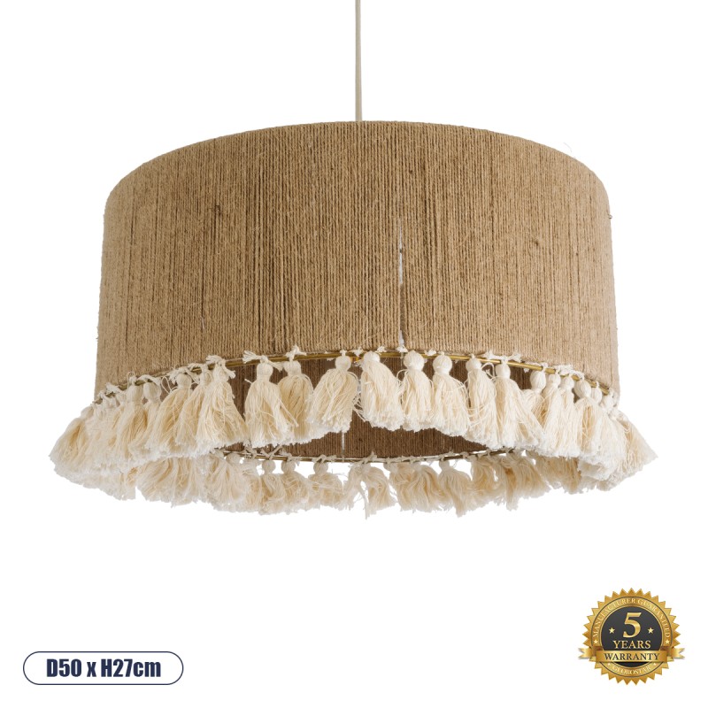GLOBOSTAR® PUERTORICO 02094 Boho Κρεμαστό Φωτιστικό Οροφής με Ντουί 1 x E27 AC 220-240V IP20 - Μπεζ & Λευκό - Μ50 x Π50 x Υ27cm GLOBOSTAR® PUERTORICO 02094 Boho Κρεμαστό Φωτιστικό Οροφής με Ντουί 1 x E27 AC 220-240V IP20 - Μπεζ & Λευκό - Μ50 x Π50 x Υ27cm