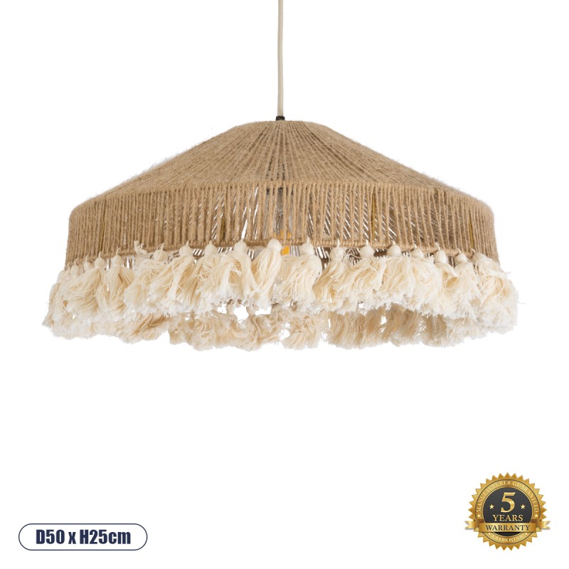 GLOBOSTAR® PUERTORICO 02098 Boho Κρεμαστό Φωτιστικό Οροφής με Ντουί 1 x E27 AC 220-240V IP20 - Μπεζ & Λευκό - Μ50 x Π50 x Υ25cm GLOBOSTAR® PUERTORICO 02098 Boho Κρεμαστό Φωτιστικό Οροφής με Ντουί 1 x E27 AC 220-240V IP20 - Μπεζ & Λευκό - Μ50 x Π50 x Υ25cm