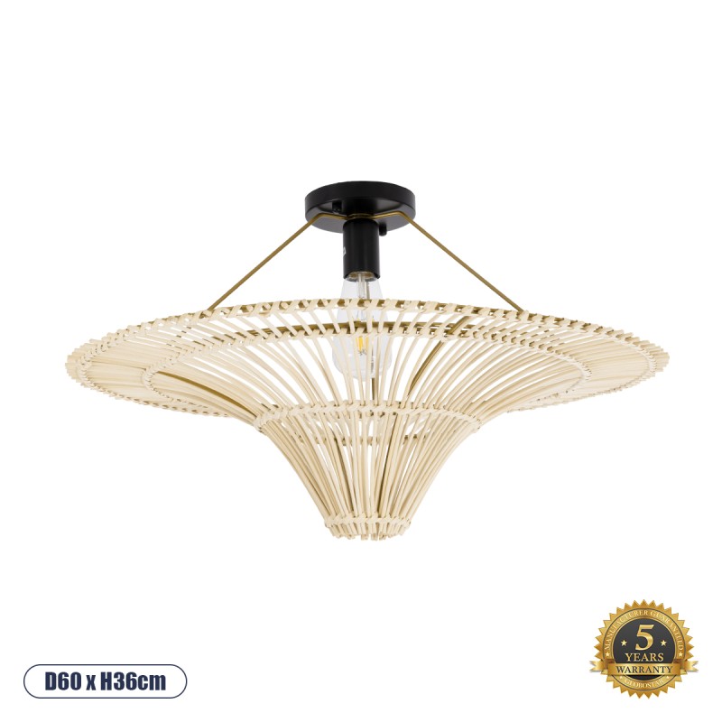 GLOBOSTAR® PALERMO 02152 Boho Κρεμαστό Φωτιστικό Οροφής με Ντουί 1 x E27 AC 220-240V IP20 - Μπεζ - Μ60 x Π60 x Υ36cm GLOBOSTAR® PALERMO 02152 Boho Κρεμαστό Φωτιστικό Οροφής με Ντουί 1 x E27 AC 220-240V IP20 - Μπεζ - Μ60 x Π60 x Υ36cm