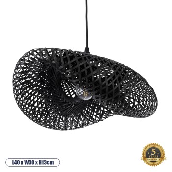 GLOBOSTAR® MEXICO 02200 Boho Κρεμαστό Φωτιστικό Οροφής με Ντουί 1 x E27 AC 220-240V IP20 - Μαύρο - Μ40 x Π30 x Υ13cm GLOBOSTAR® MEXICO 02200 Boho Κρεμαστό Φωτιστικό Οροφής με Ντουί 1 x E27 AC 220-240V IP20 - Μαύρο - Μ40 x Π30 x Υ13cm