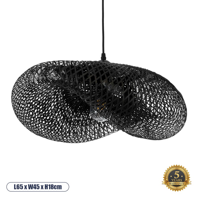 GLOBOSTAR® MEXICO 02201 Boho Κρεμαστό Φωτιστικό Οροφής με Ντουί 1 x E27 AC 220-240V IP20 - Μαύρο - Μ65 x Π45 x Υ18cm GLOBOSTAR® MEXICO 02201 Boho Κρεμαστό Φωτιστικό Οροφής με Ντουί 1 x E27 AC 220-240V IP20 - Μαύρο - Μ65 x Π45 x Υ18cm