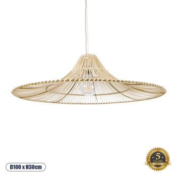 GLOBOSTAR® PALERMO 02209 Boho Κρεμαστό Φωτιστικό Οροφής με Ντουί 1 x E27 AC 220-240V IP20 - Μπεζ - Μ100 x Π100 x Υ30cm GLOBOSTAR® PALERMO 02209 Boho Κρεμαστό Φωτιστικό Οροφής με Ντουί 1 x E27 AC 220-240V IP20 - Μπεζ - Μ100 x Π100 x Υ30cm