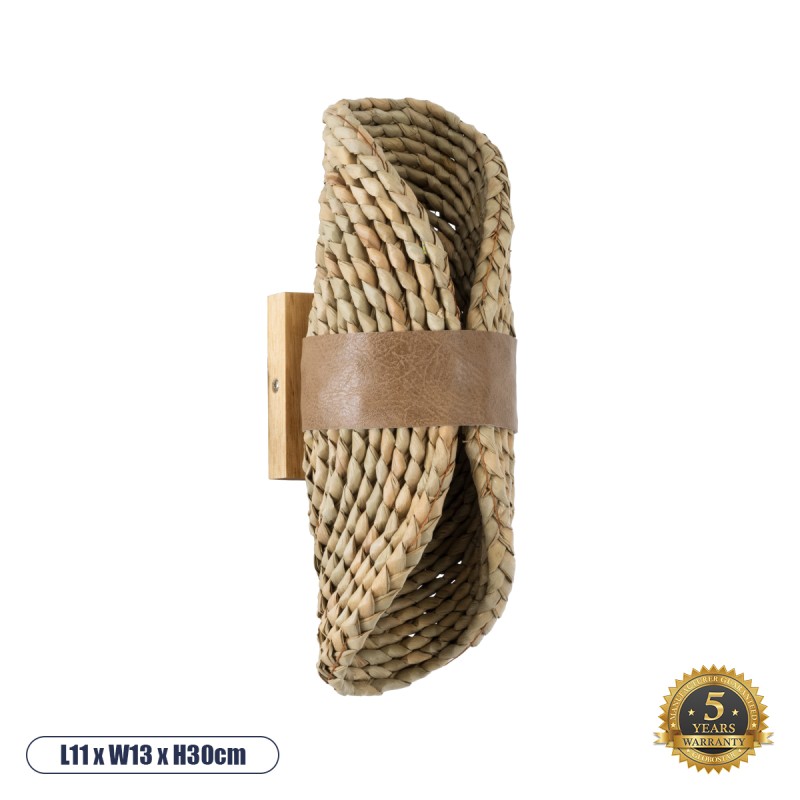 GLOBOSTAR® GUAVA 02222 Boho Φωτιστικό Τοίχου - Απλίκα με Ντουί 2 x G9 AC 220-240V IP20 - Μπεζ & Καφέ - Μ11 x Π13 x Υ30cm GLOBOSTAR® GUAVA 02222 Boho Φωτιστικό Τοίχου - Απλίκα με Ντουί 2 x G9 AC 220-240V IP20 - Μπεζ & Καφέ - Μ11 x Π13 x Υ30cm