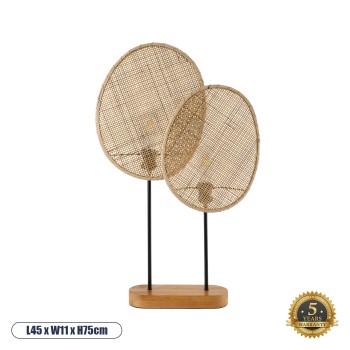 GloboStar® AZUL 02231 Boho Επιτραπέζιο Φωτιστικό Πορτατίφ Διφωτο 2 x E27 IP20 Μπεζ & Καφέ Ξύλο με Μαύρο Μέταλλο - Μ45 x Π11 x Υ75cm GloboStar® AZUL 02231 Boho Επιτραπέζιο Φωτιστικό Πορτατίφ Διφωτο 2 x E27 IP20 Μπεζ & Καφέ Ξύλο με Μαύρο Μέταλλο - Μ45 x Π11 x Υ75cm