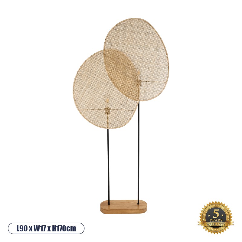 GloboStar® AZUL 02232 Boho Επιδαπέδιο Φωτιστικό Διφωτο 2 x E27 IP20 Μπεζ Ξύλο με Μαύρο Μέταλλο - Μ90 x Π17 x Υ170cm GloboStar® AZUL 02232 Boho Επιδαπέδιο Φωτιστικό Διφωτο 2 x E27 IP20 Μπεζ Ξύλο με Μαύρο Μέταλλο - Μ90 x Π17 x Υ170cm