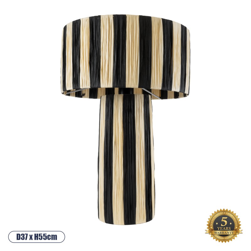 GloboStar® NASSAU 02234 Boho Επιτραπέζιο Φωτιστικό Πορτατίφ Μονόφωτο 1 x E27 IP20 Μπεζ & Μαύρη Raffia - Μ37 x Π37 x Υ55cm GloboStar® NASSAU 02234 Boho Επιτραπέζιο Φωτιστικό Πορτατίφ Μονόφωτο 1 x E27 IP20 Μπεζ & Μαύρη Raffia - Μ37 x Π37 x Υ55cm