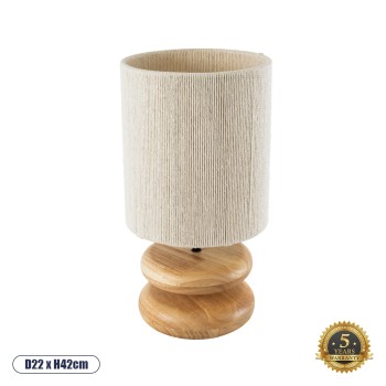 GloboStar® TUVALU 02236 Boho Επιτραπέζιο Φωτιστικό Πορτατίφ Μονόφωτο 1 x E27 IP20 Καφέ Ξύλο με Μπεζ Βαμβακερό Νήμα - Μ22 x Π22 x Υ42cm GloboStar® TUVALU 02236 Boho Επιτραπέζιο Φωτιστικό Πορτατίφ Μονόφωτο 1 x E27 IP20 Καφέ Ξύλο με Μπεζ Βαμβακερό Νήμα - Μ22 x Π22 x Υ42cm