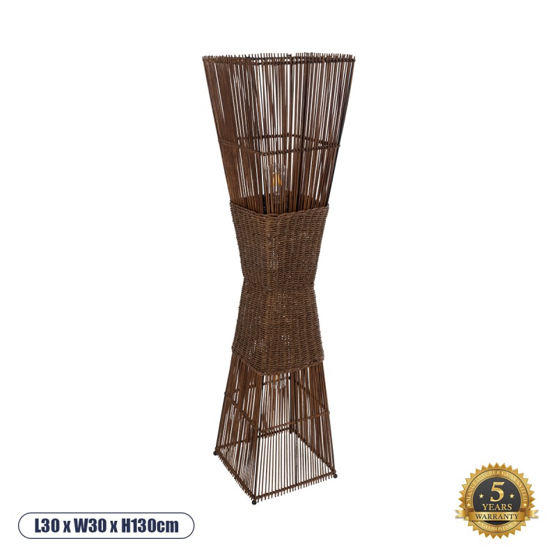 GloboStar® PALMA 02275 Boho Επιδαπέδιο Φωτιστικό Δίφωτο 2 x E27 IP20 Καφέ Ξύλο - Μ30 x Π30 x Υ130cm GloboStar® PALMA 02275 Boho Επιδαπέδιο Φωτιστικό Δίφωτο 2 x E27 IP20 Καφέ Ξύλο - Μ30 x Π30 x Υ130cm