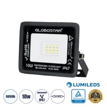 GLOBOSTAR® ATLAS 61515 Προβολέας LED 10W 1250lm 120° AC 220-240V Αδιάβροχο IP67 Ψυχρό Λευκό 6000K - Lumileds SMD Chip - TÜV Rheinland Certified - Μαύρο Ματ - Μ10 x Π2. x Υ8cm - 5 Χρόνια Εγγύηση GLOBOSTAR® ATLAS 61515 Προβολέας LED 10W 1250lm 120° AC 220-240V Αδιάβροχο IP67 Ψυχρό Λευκό 6000K - Lumileds SMD Chip - TÜV Rheinland Certified - Μαύρο Ματ - Μ10 x Π2. x Υ8cm - 5 Χρόνια Εγγύηση