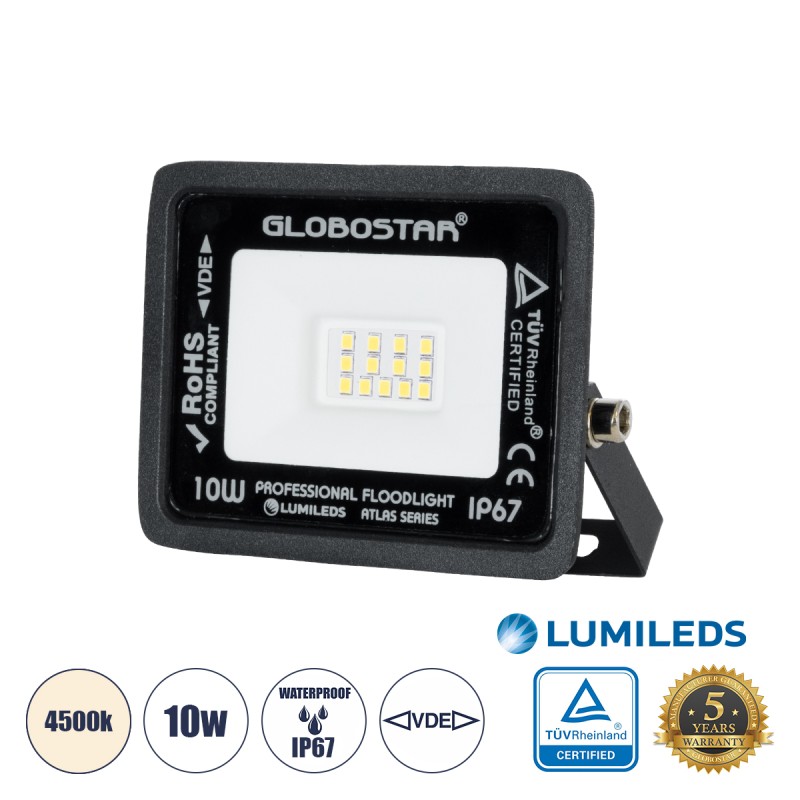 GLOBOSTAR® ATLAS 61516 Προβολέας LED 10W 1200lm 120° AC 220-240V Αδιάβροχο IP67 Φυσικό Λευκό 4500K - Lumileds SMD Chip - TÜV Rheinland Certified - Μαύρο Ματ - Μ10 x Π2 x Υ8cm - 5 Χρόνια Εγγύηση GLOBOSTAR® ATLAS 61516 Προβολέας LED 10W 1200lm 120° AC 220-240V Αδιάβροχο IP67 Φυσικό Λευκό 4500K - Lumileds SMD Chip - TÜV Rheinland Certified - Μαύρο Ματ - Μ10 x Π2 x Υ8cm - 5 Χρόνια Εγγύηση