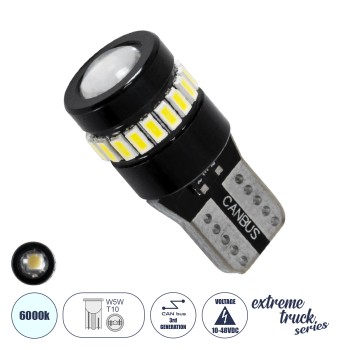 GloboStar® T10 W5W 81463 Λάμπα Αυτοκινήτου LED  3rd Generation Can-Bus Extreme Truck Series 18xSMD3014 1.3W 156lm 360° DC 10-48V IP20 Φ1.2 x Υ2.8cm Ψυχρό Λευκό 6000K GloboStar® T10 W5W 81463 Λάμπα Αυτοκινήτου LED  3rd Generation Can-Bus Extreme Truck Series 18xSMD3014 1.3W 156lm 360° DC 10-48V IP20 Φ1.2 x Υ2.8cm Ψυχρό Λευκό 6000K