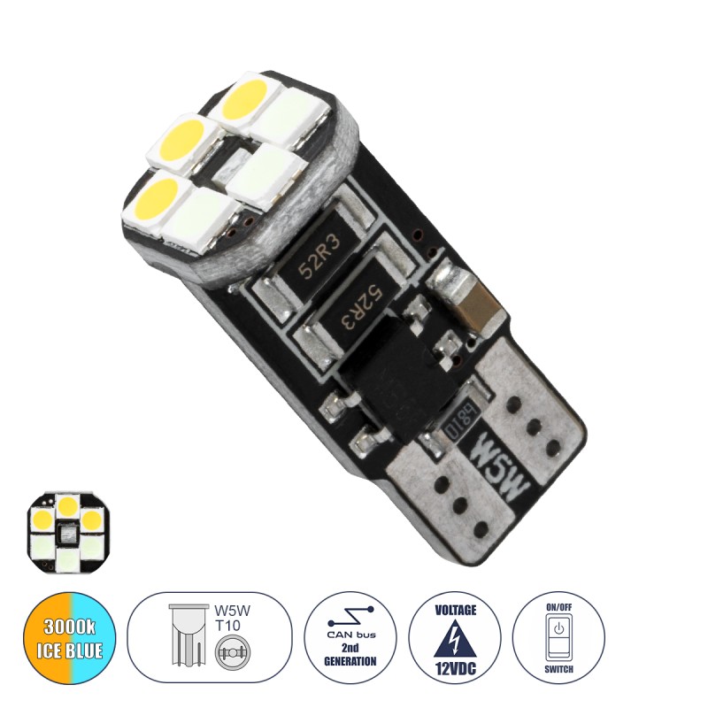 GloboStar® T10 W5W 81466 Λάμπα Αυτοκινήτου LED 3 Stage Color Change by Switch On/Off  2rd Generation Can-Bus Series 10xSMD3535 1.3W 156lm 360° DC 10-48V IP20 Μ1 x Π1 x Υ2.5cm Θερμό Λευκό 3000K & Ice Blue GloboStar® T10 W5W 81466 Λάμπα Αυτοκινήτου LED 3 Stage Color Change by Switch On/Off  2rd Generation Can-Bus Series 10xSMD3535 1.3W 156lm 360° DC 10-48V IP20 Μ1 x Π1 x Υ2.5cm Θερμό Λευκό 3000K & Ice Blue