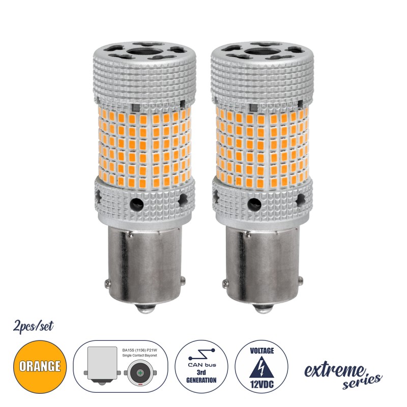 GloboStar® 1156 - BA15S - P21W 81477-B Λάμπες Αυτοκινήτου LED  3rd Generation Can-Bus Extreme Series 150xSMD2016 28W 2240lm 360° DC 12-16V IP20 Φ2.1 x Υ5.5cm Πορτοκαλί - Σετ 2 Τεμαχίων σε Box GloboStar® 1156 - BA15S - P21W 81477-B Λάμπες Αυτοκινήτου LED  3rd Generation Can-Bus Extreme Series 150xSMD2016 28W 2240lm 360° DC 12-16V IP20 Φ2.1 x Υ5.5cm Πορτοκαλί - Σετ 2 Τεμαχίων σε Box