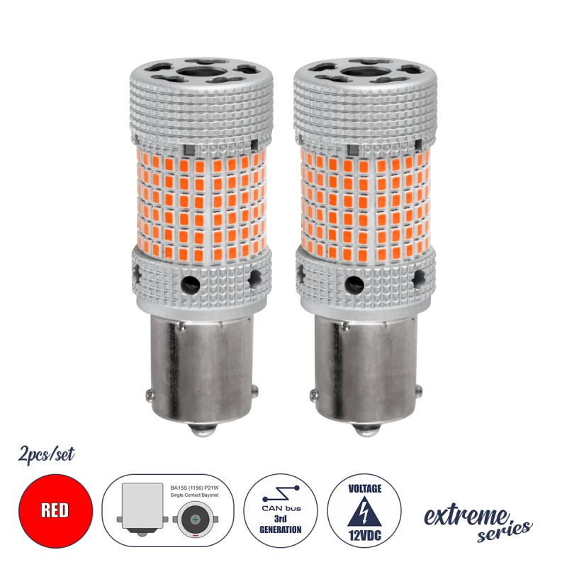 GloboStar® 1156 - BA15S - P21W 81478-B Λάμπες Αυτοκινήτου LED  3rd Generation Can-Bus Extreme Series 150xSMD2016 28W 2240lm 360° DC 12-16V IP20 Φ2.1 x Υ5.5cm Κόκκινο - Σετ 2 Τεμαχίων σε Box GloboStar® 1156 - BA15S - P21W 81478-B Λάμπες Αυτοκινήτου LED  3rd Generation Can-Bus Extreme Series 150xSMD2016 28W 2240lm 360° DC 12-16V IP20 Φ2.1 x Υ5.5cm Κόκκινο - Σετ 2 Τεμαχίων σε Box