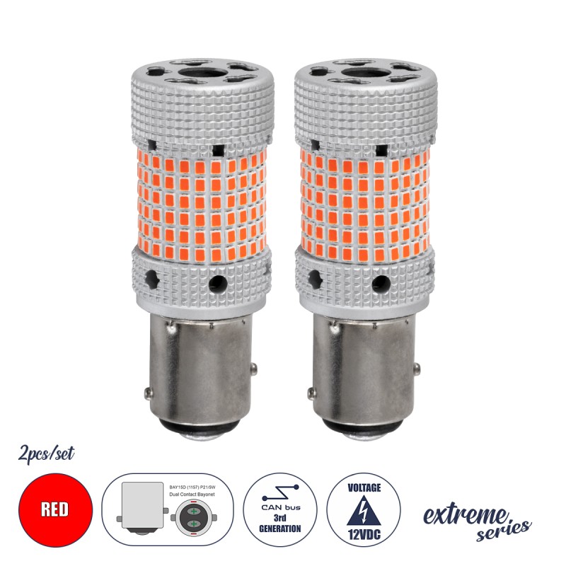 GloboStar® 81479-B Λάμπες Αυτοκινήτου LED 1157 - BAY15D - P21/5W 3rd Generation Can-Bus Extreme Series 150xSMD2016 28W/56W 2240lm/4480lm 360° DC 12-16V IP20 Φ2.1 x Υ5.5cm Κόκκινο - Σετ 2 Τεμαχίων σε Box GloboStar® 81479-B Λάμπες Αυτοκινήτου LED 1157 - BAY15D - P21/5W 3rd Generation Can-Bus Extreme Series 150xSMD2016 28W/56W 2240lm/4480lm 360° DC 12-16V IP20 Φ2.1 x Υ5.5cm Κόκκινο - Σετ 2 Τεμαχίων σε Box