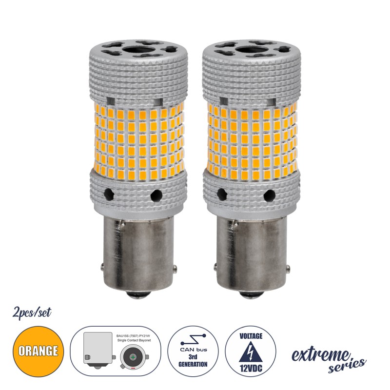 GloboStar® 81480-B Λάμπες Αυτοκινήτου LED 7507 - BAU15S - PY21W 3rd Generation Can-Bus Extreme Series 150xSMD2016 28W 2240lm 360° DC 12-16V IP20 Φ2.1 x Υ5.5cm Πορτοκαλί - Σετ 2 Τεμαχίων σε Box GloboStar® 81480-B Λάμπες Αυτοκινήτου LED 7507 - BAU15S - PY21W 3rd Generation Can-Bus Extreme Series 150xSMD2016 28W 2240lm 360° DC 12-16V IP20 Φ2.1 x Υ5.5cm Πορτοκαλί - Σετ 2 Τεμαχίων σε Box