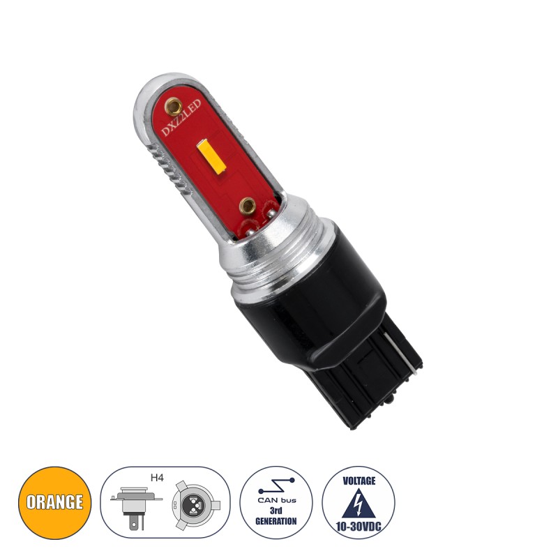 GloboStar® 81499 Λάμπα Αυτοκίνητου T20 - 7440 - W21W 3rd Generation Can-Bus Extreme Series LED 2 DUO DXZ 15W 1200lm 240° DC 10-30V IP20 Πορτοκαλί GloboStar® 81499 Λάμπα Αυτοκίνητου T20 - 7440 - W21W 3rd Generation Can-Bus Extreme Series LED 2 DUO DXZ 15W 1200lm 240° DC 10-30V IP20 Πορτοκαλί
