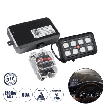 GloboStar® 81503 Ψηφιακό Πάνελ Ελέγχου Φωτισμού DIY Bluetooth για Οχήματα με 8 Διακόπτες On/Off DC 12-24V Max 1200W 60A Αδιάβροχο IP65 Μ12 x Π7 x Υ1.5cm - 2 Χρόνια Εγγύηση GloboStar® 81503 Ψηφιακό Πάνελ Ελέγχου Φωτισμού DIY Bluetooth για Οχήματα με 8 Διακόπτες On/Off DC 12-24V Max 1200W 60A Αδιάβροχο IP65 Μ12 x Π7 x Υ1.5cm - 2 Χρόνια Εγγύηση