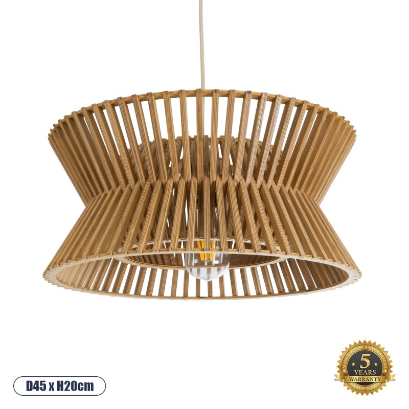 GLOBOSTAR® BIMINI 02287 Boho Κρεμαστό Φωτιστικό Οροφής με Ντουί 1 x E27 AC 220-240V IP20 - Καφέ - Μ45 x Π45 x Υ20cm