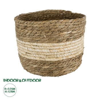 GloboStar® Artificial Garden KYTHIRA 20274 Διακοσμητικό Πλεκτό Καλάθι - Κασπώ Γλάστρα - Flower Pot Καφέ με Μπεζ Φ25 x Υ18cm GloboStar® Artificial Garden KYTHIRA 20274 Διακοσμητικό Πλεκτό Καλάθι - Κασπώ Γλάστρα - Flower Pot Καφέ με Μπεζ Φ25 x Υ18cm