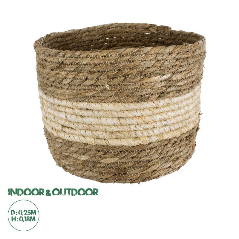 GloboStar® Artificial Garden KYTHIRA 20274 Διακοσμητικό Πλεκτό Καλάθι - Κασπώ Γλάστρα - Flower Pot Καφέ με Μπεζ Φ25 x Υ18cm GloboStar® Artificial Garden KYTHIRA 20274 Διακοσμητικό Πλεκτό Καλάθι - Κασπώ Γλάστρα - Flower Pot Καφέ με Μπεζ Φ25 x Υ18cm