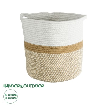 GloboStar® Artificial Garden ITHAKI 20325 Διακοσμητικό Πλεκτό Καλάθι - Κασπώ Γλάστρα - Flower Pot Μπεζ με Λευκό Φ30 x Υ30cm GloboStar® Artificial Garden ITHAKI 20325 Διακοσμητικό Πλεκτό Καλάθι - Κασπώ Γλάστρα - Flower Pot Μπεζ με Λευκό Φ30 x Υ30cm