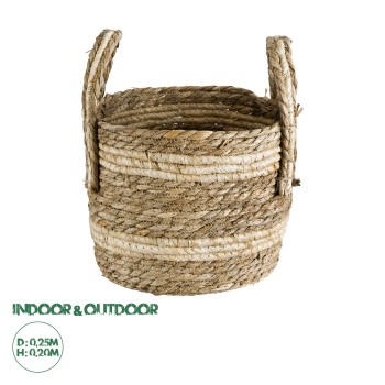 GloboStar® Artificial Garden NAXOS 20332 Διακοσμητικό Πλεκτό Καλάθι - Κασπώ Γλάστρα - Flower Pot Μπεζ με Καφέ Φ25cm x Υ20cm GloboStar® Artificial Garden NAXOS 20332 Διακοσμητικό Πλεκτό Καλάθι - Κασπώ Γλάστρα - Flower Pot Μπεζ με Καφέ Φ25cm x Υ20cm