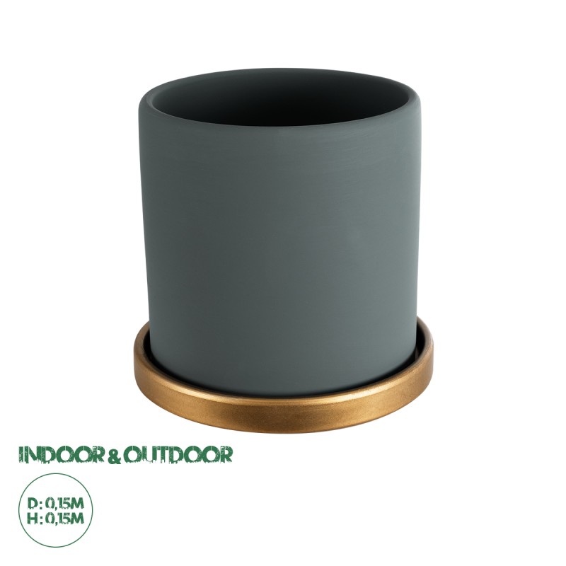 GloboStar® Artificial Garden NAPOLI 20494 Διακοσμητικό Κεραμικό Κασπώ Γλάστρα - Flower Pot Γκρι Πράσινο με Χρυσό Φ15 x Υ15cm GloboStar® Artificial Garden NAPOLI 20494 Διακοσμητικό Κεραμικό Κασπώ Γλάστρα - Flower Pot Γκρι Πράσινο με Χρυσό Φ15 x Υ15cm