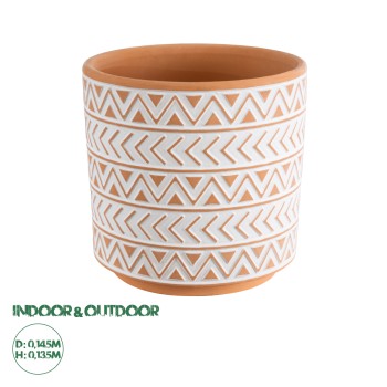 GloboStar® Artificial Garden INDIA 20497 Διακοσμητικό Κεραμικό Κασπώ Γλάστρα - Flower Pot Λευκό με Πορτοκαλί Φ14.5 x Υ13.5cm GloboStar® Artificial Garden INDIA 20497 Διακοσμητικό Κεραμικό Κασπώ Γλάστρα - Flower Pot Λευκό με Πορτοκαλί Φ14.5 x Υ13.5cm