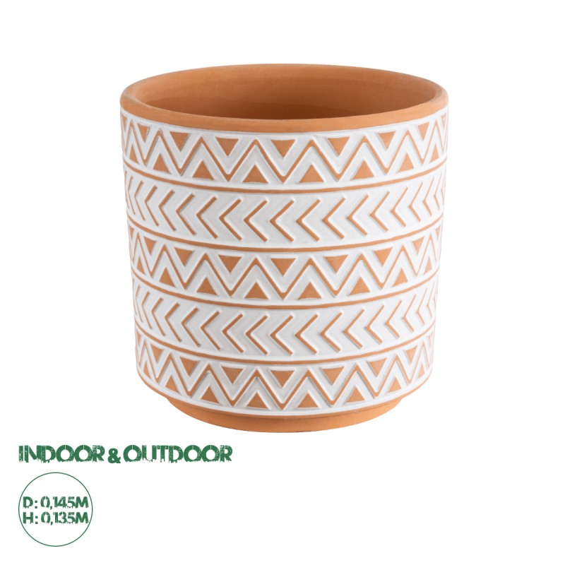GloboStar® Artificial Garden INDIA 20497 Διακοσμητικό Κεραμικό Κασπώ Γλάστρα - Flower Pot Λευκό με Πορτοκαλί Φ14.5 x Υ13.5cm GloboStar® Artificial Garden INDIA 20497 Διακοσμητικό Κεραμικό Κασπώ Γλάστρα - Flower Pot Λευκό με Πορτοκαλί Φ14.5 x Υ13.5cm