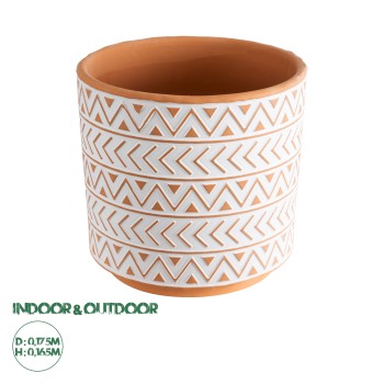 GloboStar® Artificial Garden INDIA 20498 Διακοσμητικό Κεραμικό Κασπώ Γλάστρα - Flower Pot Λευκό με Πορτοκαλί Φ17.5 x Υ16.5cm GloboStar® Artificial Garden INDIA 20498 Διακοσμητικό Κεραμικό Κασπώ Γλάστρα - Flower Pot Λευκό με Πορτοκαλί Φ17.5 x Υ16.5cm
