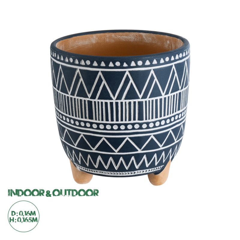 GloboStar® Artificial Garden MUMBAI 20508 Διακοσμητικό Κεραμικό Κασπώ Γλάστρα - Flower Pot Μπλε με Λευκό Φ16 x Υ16.5cm GloboStar® Artificial Garden MUMBAI 20508 Διακοσμητικό Κεραμικό Κασπώ Γλάστρα - Flower Pot Μπλε με Λευκό Φ16 x Υ16.5cm