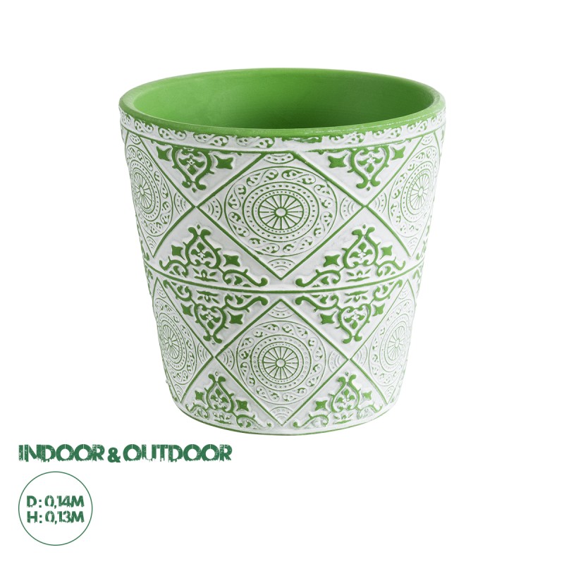 GloboStar® Artificial Garden ASWAN 20515 Διακοσμητικό Κεραμικό Κασπώ Γλάστρα - Flower Pot Λευκό με Πράσινο Φ14 x Υ13cm GloboStar® Artificial Garden ASWAN 20515 Διακοσμητικό Κεραμικό Κασπώ Γλάστρα - Flower Pot Λευκό με Πράσινο Φ14 x Υ13cm