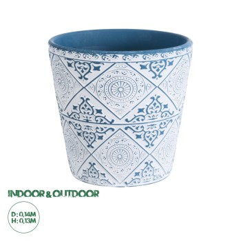GloboStar® Artificial Garden CASABLANCA 20517 Διακοσμητικό Κεραμικό Κασπώ Γλάστρα - Flower Pot Λευκό με Μπλε Φ14 x Υ13cm GloboStar® Artificial Garden CASABLANCA 20517 Διακοσμητικό Κεραμικό Κασπώ Γλάστρα - Flower Pot Λευκό με Μπλε Φ14 x Υ13cm