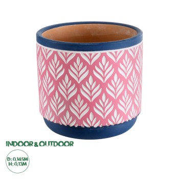 GloboStar® Artificial Garden BOMBAY 20521 Διακοσμητικό Κεραμικό Κασπώ Γλάστρα - Flower Pot Ροζ με Λευκό και Μπλε Φ14.5 x Υ13cm GloboStar® Artificial Garden BOMBAY 20521 Διακοσμητικό Κεραμικό Κασπώ Γλάστρα - Flower Pot Ροζ με Λευκό και Μπλε Φ14.5 x Υ13cm