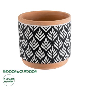 GloboStar® Artificial Garden AGRA 20522 Διακοσμητικό Κεραμικό Κασπώ Γλάστρα - Flower Pot Μαύρο με Λευκό και Μπεζ Φ14.5 x Υ13cm GloboStar® Artificial Garden AGRA 20522 Διακοσμητικό Κεραμικό Κασπώ Γλάστρα - Flower Pot Μαύρο με Λευκό και Μπεζ Φ14.5 x Υ13cm