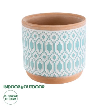 GloboStar® Artificial Garden DELHI 20523 Διακοσμητικό Κεραμικό Κασπώ Γλάστρα - Flower Pot Γαλάζιο με Λευκό και Μπεζ Φ14.5 x Υ13cm GloboStar® Artificial Garden DELHI 20523 Διακοσμητικό Κεραμικό Κασπώ Γλάστρα - Flower Pot Γαλάζιο με Λευκό και Μπεζ Φ14.5 x Υ13cm
