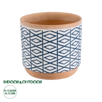 GloboStar® Artificial Garden KOLKATA 20525 Διακοσμητικό Κεραμικό Κασπώ Γλάστρα - Flower Pot Λευκό με Μπλε και Μπεζ Φ14.5 x Υ13cm GloboStar® Artificial Garden KOLKATA 20525 Διακοσμητικό Κεραμικό Κασπώ Γλάστρα - Flower Pot Λευκό με Μπλε και Μπεζ Φ14.5 x Υ13cm
