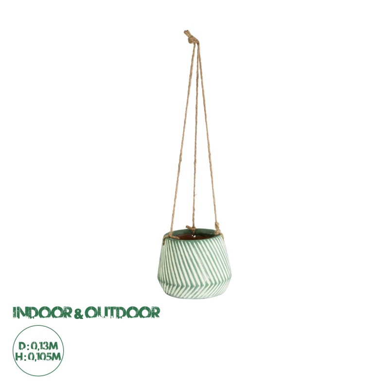 GloboStar® Artificial Garden BUBASTIS 20527 Κρεμαστό Διακοσμητικό Κεραμικό Κασπώ Γλάστρα - Flower Pot Λευκό με Πράσινο Φ13 x Υ10.5cm GloboStar® Artificial Garden BUBASTIS 20527 Κρεμαστό Διακοσμητικό Κεραμικό Κασπώ Γλάστρα - Flower Pot Λευκό με Πράσινο Φ13 x Υ10.5cm