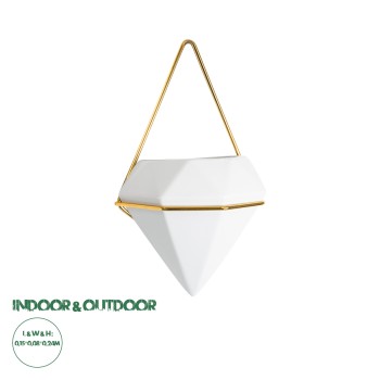 GloboStar® Artificial Garden LOUVRE 20533 Διακοσμητικό Κεραμικό Κασπώ Γλάστρα - Flower Pot Λευκό με Χρυσό Μ15 x Π8 x Υ24cm GloboStar® Artificial Garden LOUVRE 20533 Διακοσμητικό Κεραμικό Κασπώ Γλάστρα - Flower Pot Λευκό με Χρυσό Μ15 x Π8 x Υ24cm